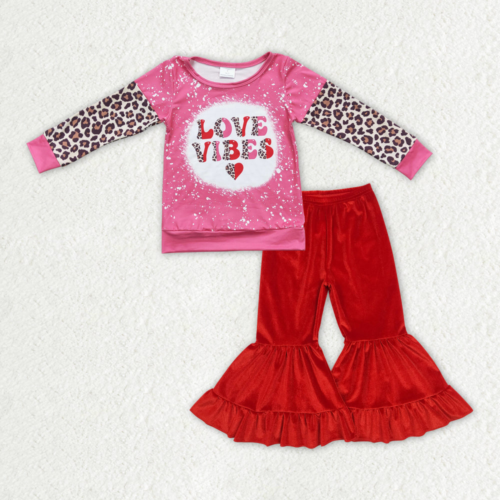 Valentines love long sleeve shirt red velvet bell bottoms outfit