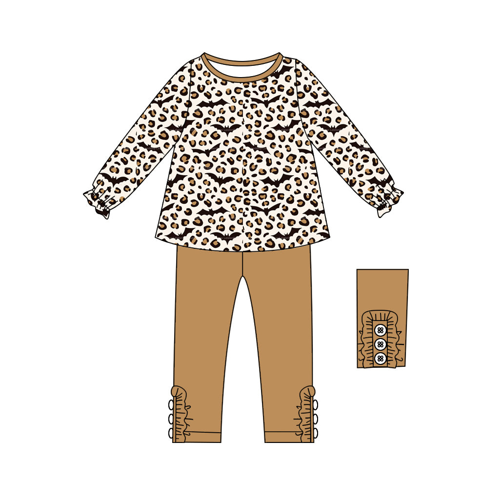 Baby girls Halloween bat leopard girls long sleeve outfit preorder