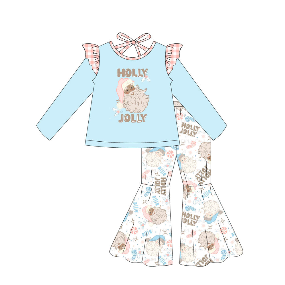 Christmas holly jolly long sleeve pajama set outfit preorder