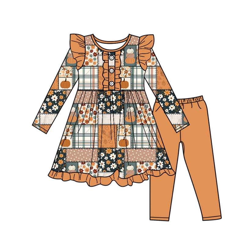 Toddle girls fall pumpkins florals tunic top matching pants fall winter clothes preorder