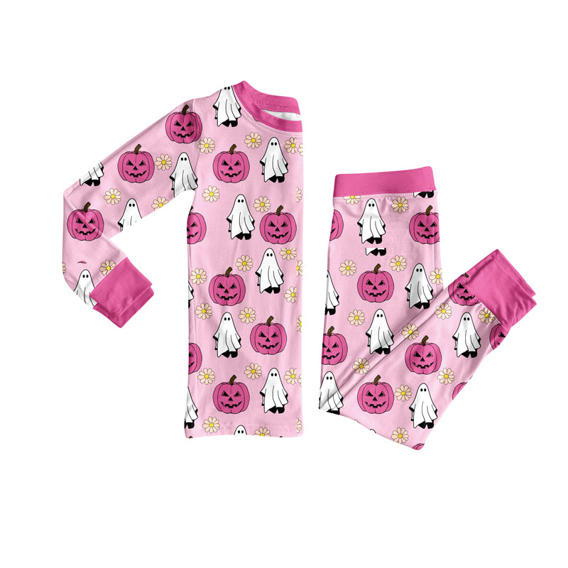 Halloween pumpkin ghost kids girls long sleeve matching pajama set preorder