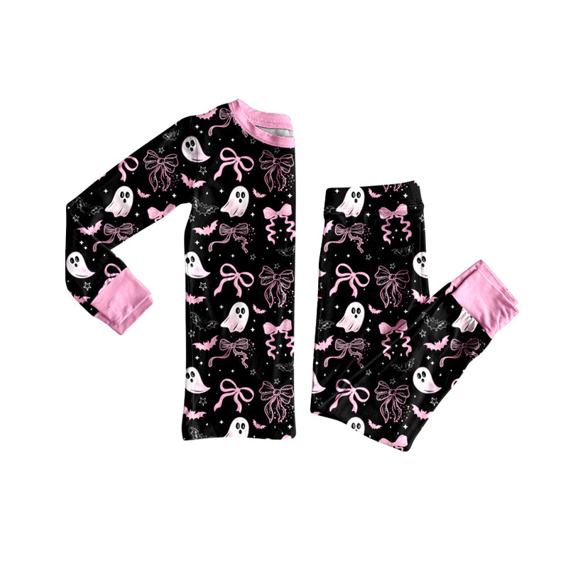 Toddle boy Halloween pink bow boo design matching outfit set preorder