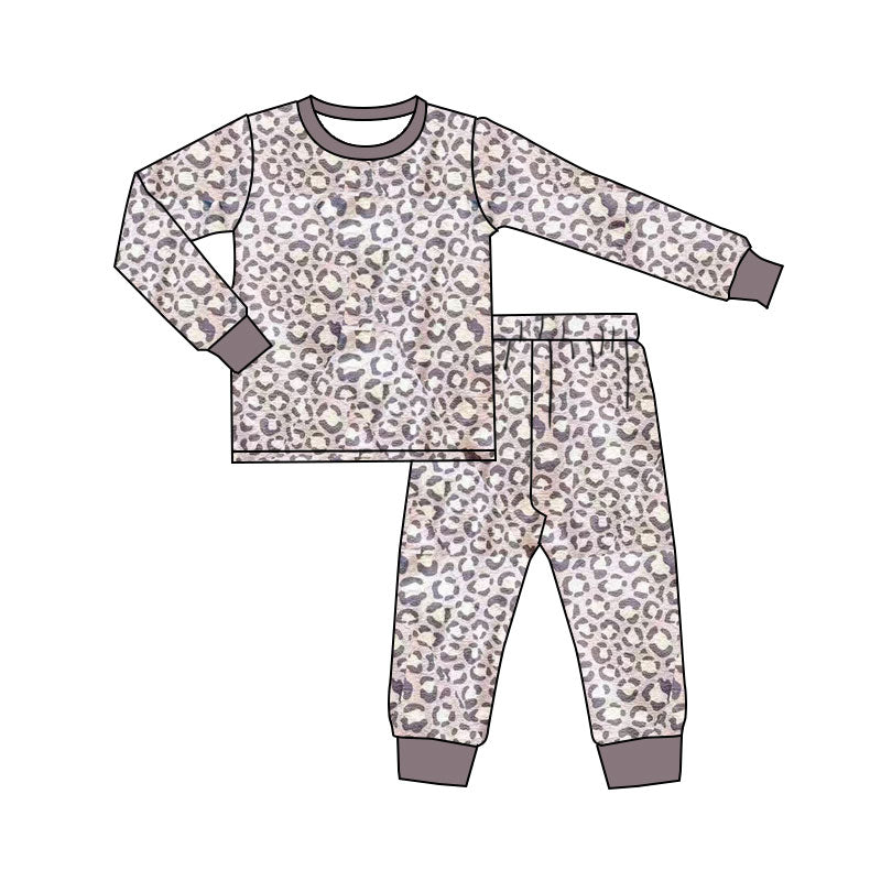 Leopard design kids long sleeve pajama set outfit preorder