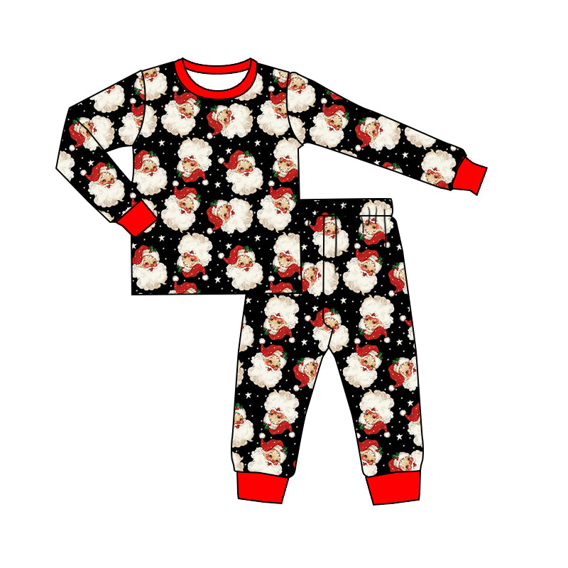 Christmas santa claus girls long sleeve pajama set outfit preorder