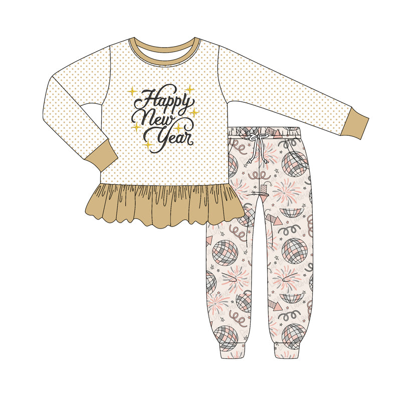 Happy new year shirt matching pants design girls outfit preorder