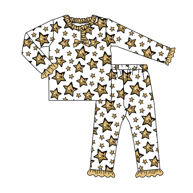 Happy new year star shirt matching pants design girls pajama set preorder