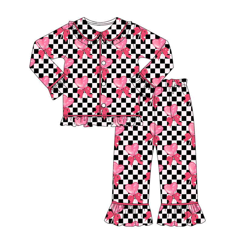 Valentines heart design girl long sleeve pajama set preorder