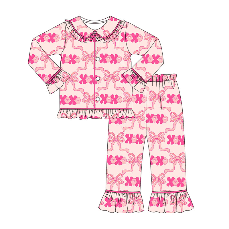 Valentines day xoxo design girl long sleeve pajama set preorder