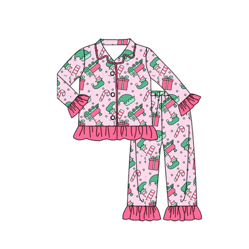 Christmas elf design kids long sleeve outfit preorder