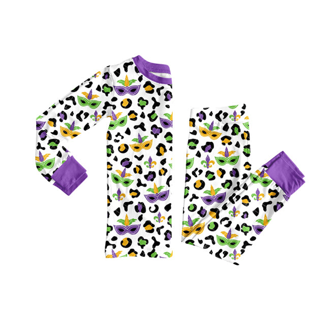 Mardi Gras design girls long sleeve pajama set preorder