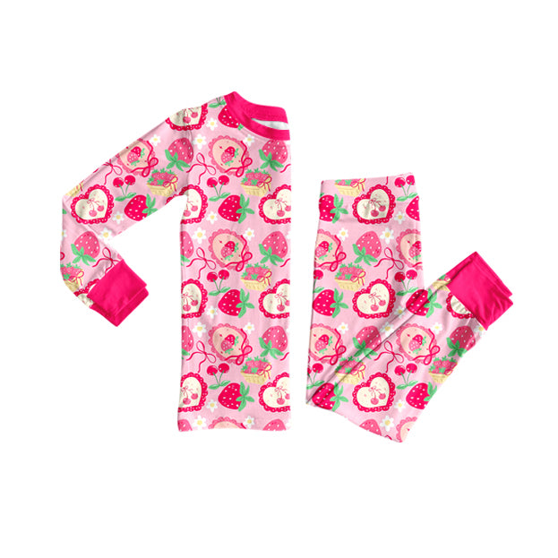 Strawbeery cherry design girls long sleeve matching outfit preorder