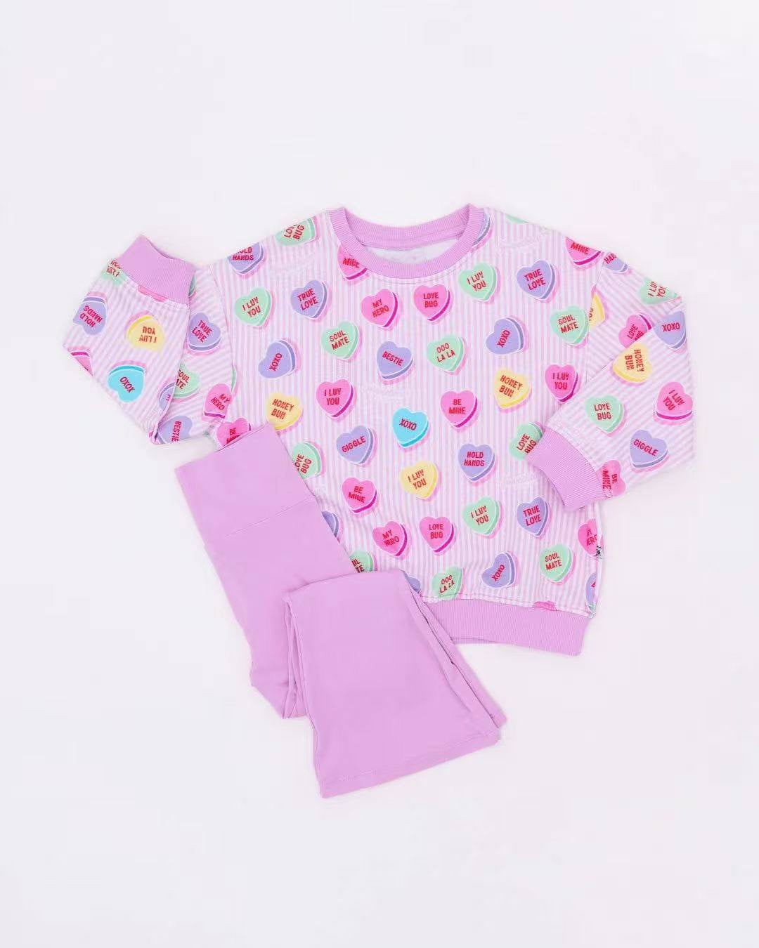 Valentines day I love you girls long sleeve pajama set preorder