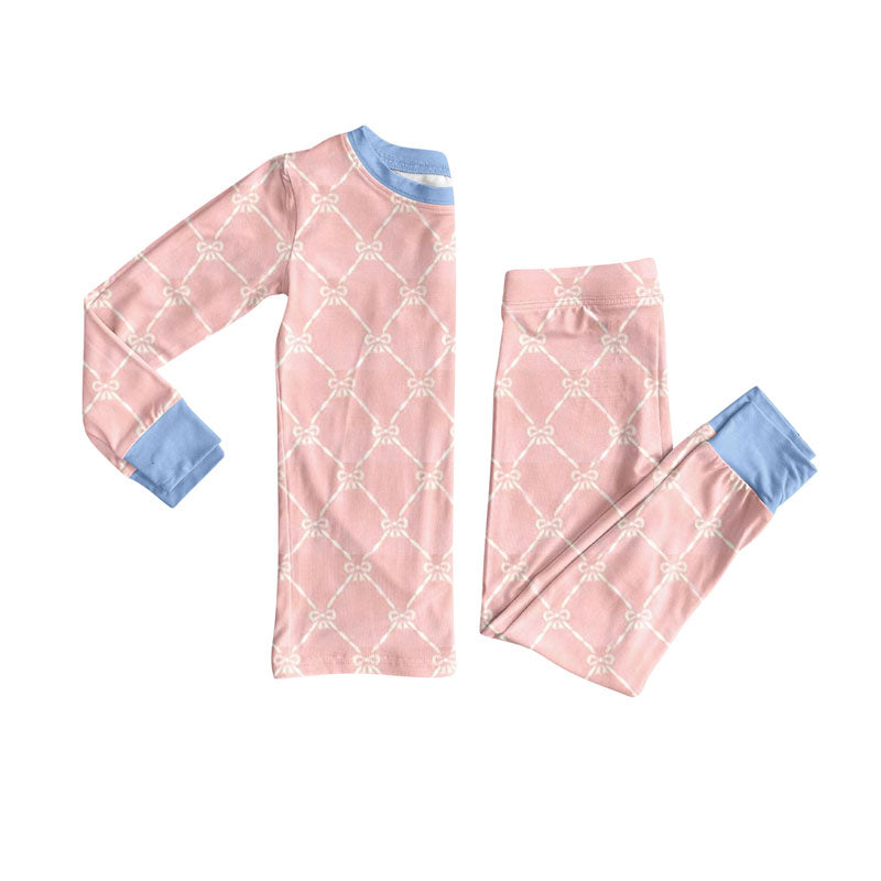 Pink bow design girls spring fall outfit preorder
