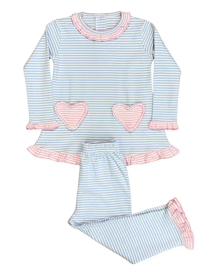Valentines heart toddle girls stripes design outfit preorder