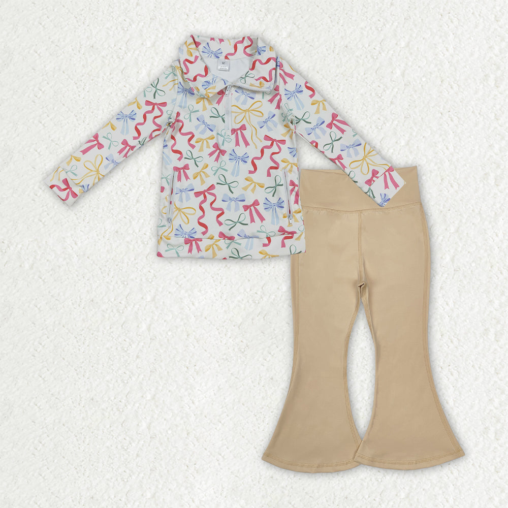 baby girls colorful bow top khaki pants yoga active wear athletic sports clothes