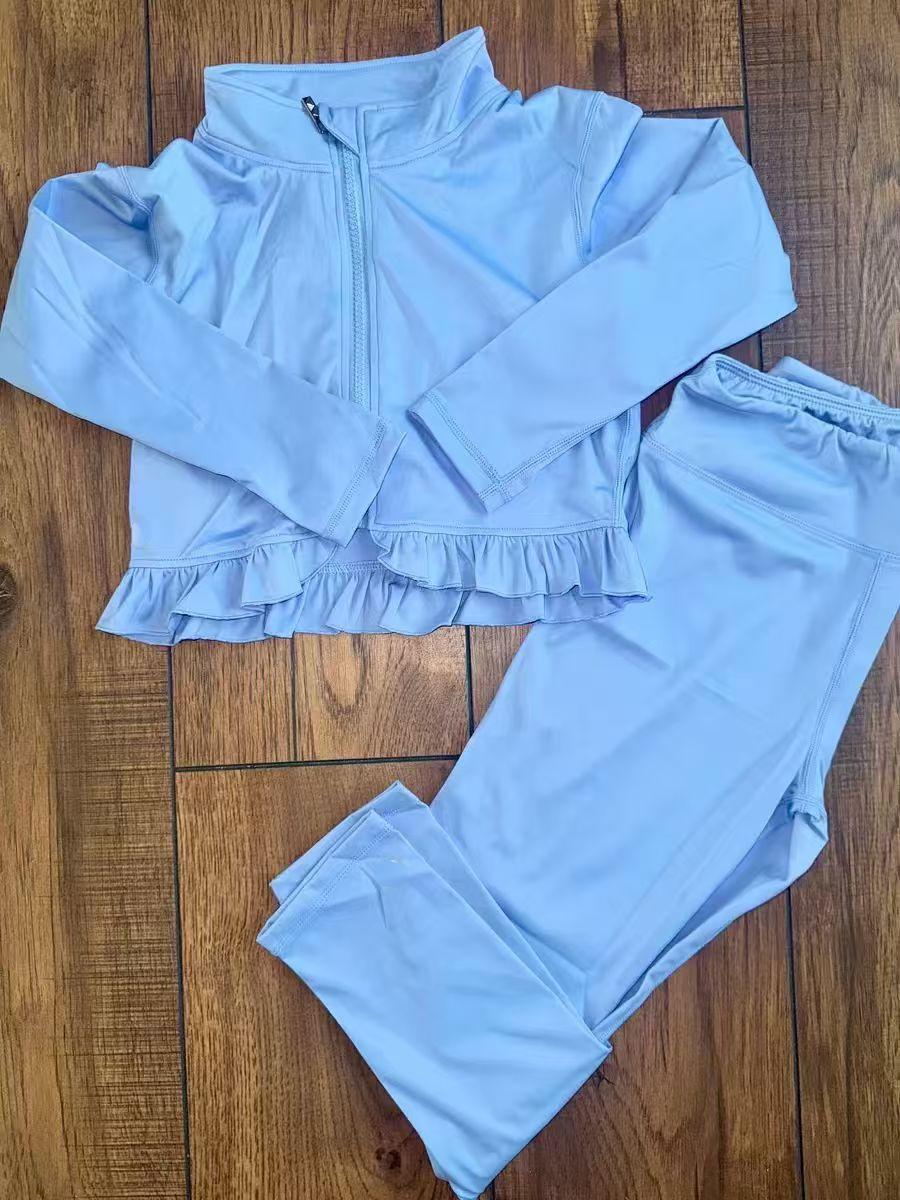 Blue yoga top matching pants girls outfit preorder