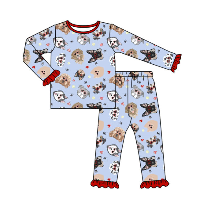 Valentines day dog design girls long sleeve outfit preorder