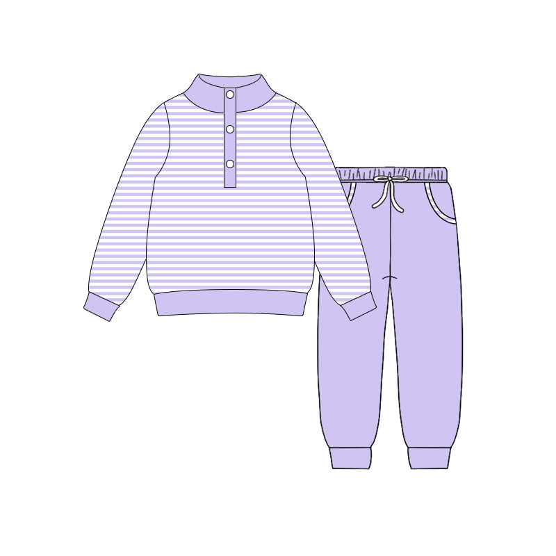 Lavender stripes top matching pants baby girls outfit preorder