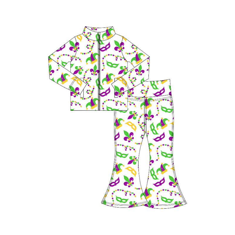 Mardi gras yoga pullover top matching pants girls outfit preorder