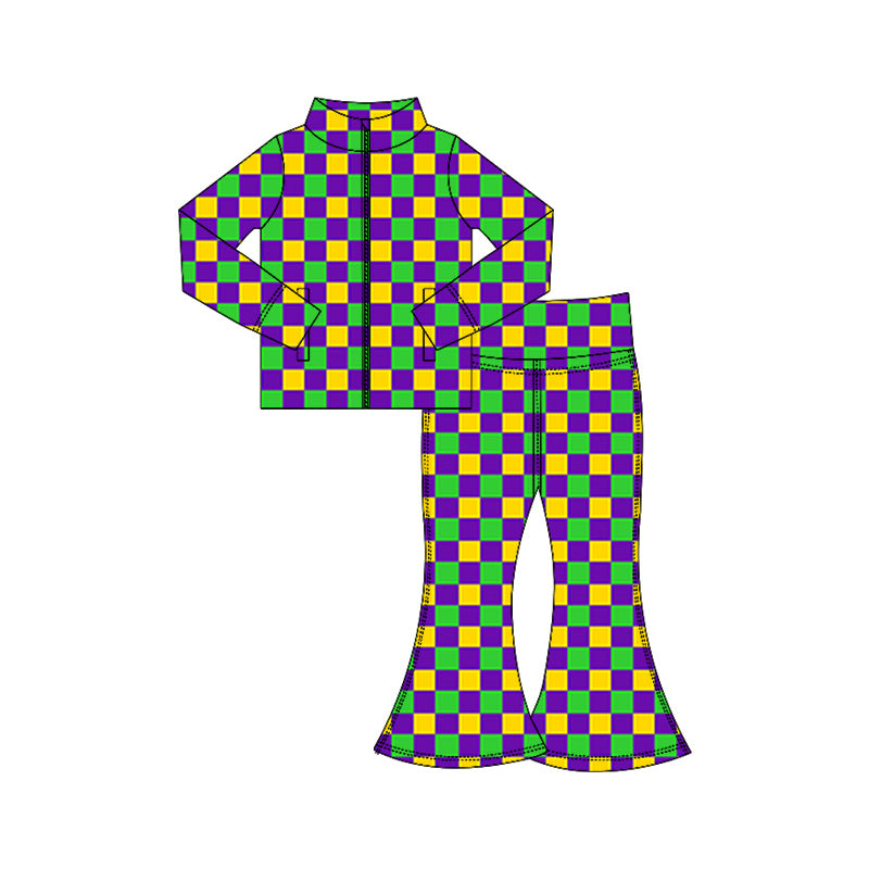 Mardi gras yoga pullover top matching pants girls outfit preorder
