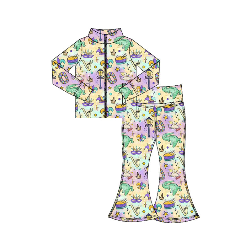 Mardi gras yoga pullover top matching pants girls outfit preorder