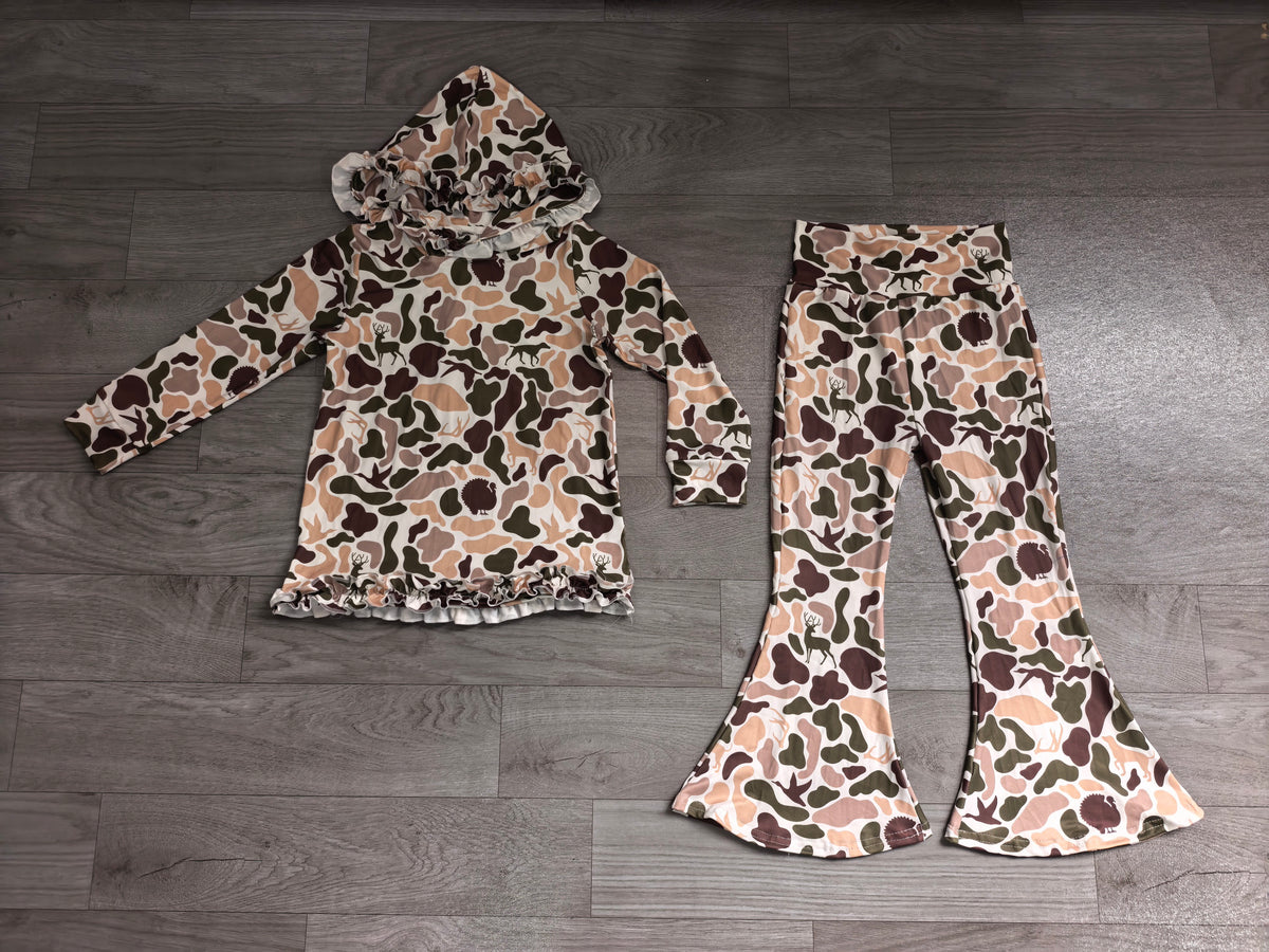 Deer duck camo long sleeve top matching pants girls hoodie set preorder
