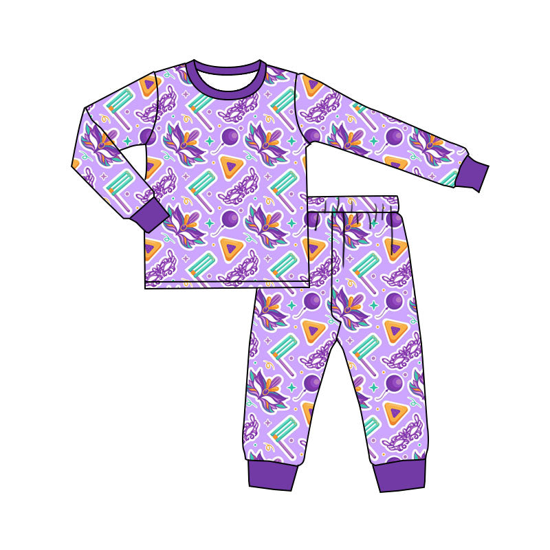 Mardi Gras colorful masks girls long sleeve outfit preorder