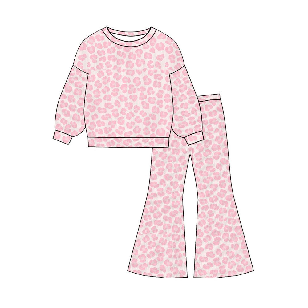Pink leopard design kids girls long sleeve outfit preorder