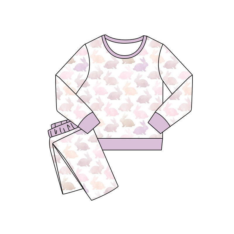 Easter bunny design kids girls long sleeve outfit preorder