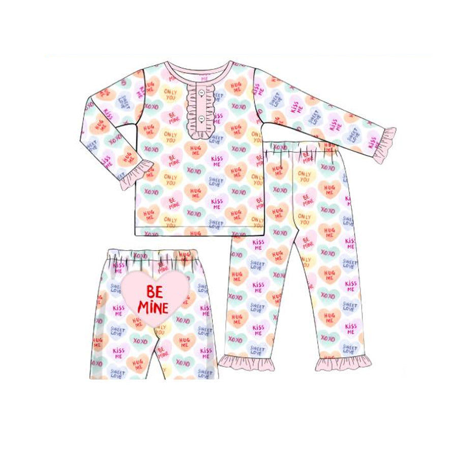 Valentines heart top matching pants girls holiday outfit preorder