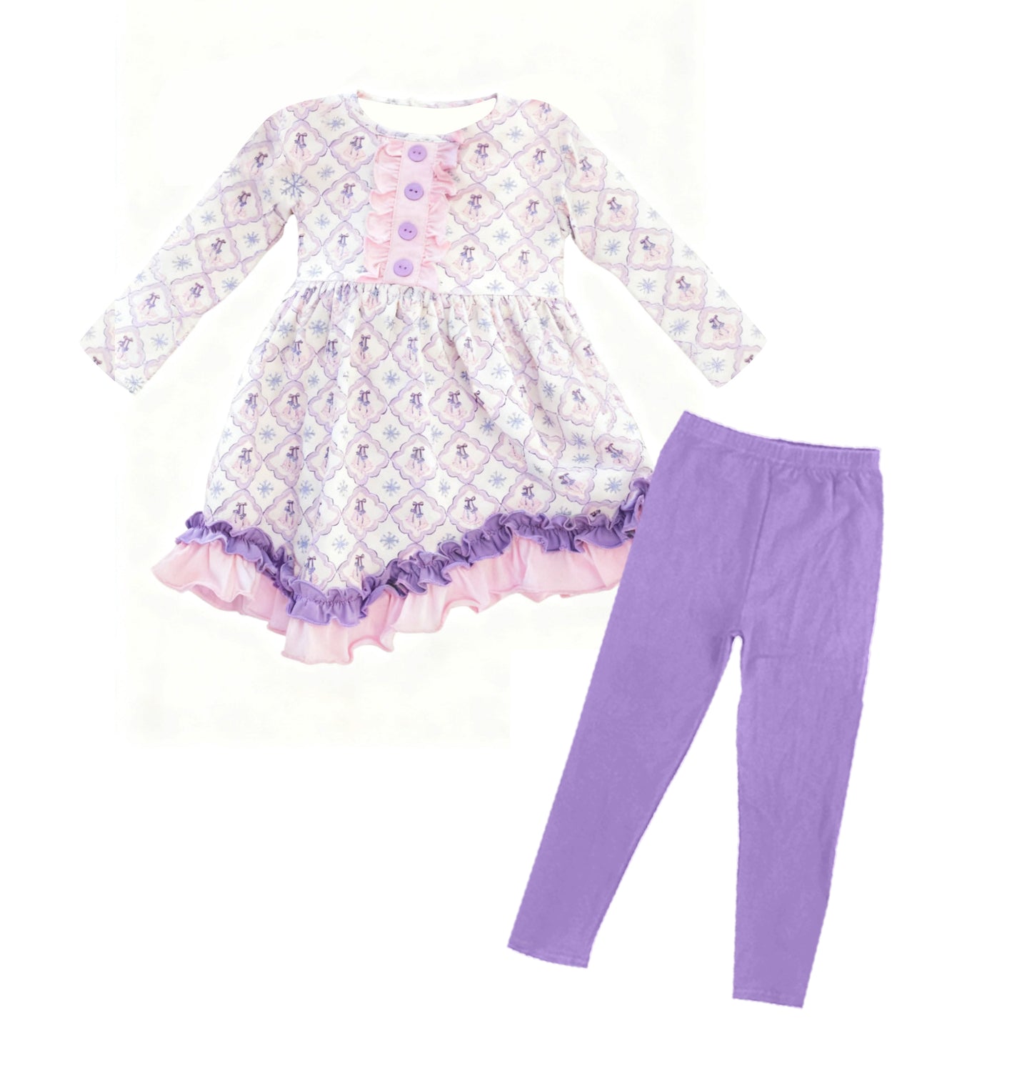 Lavender flowers kids long sleeve outfit preorder