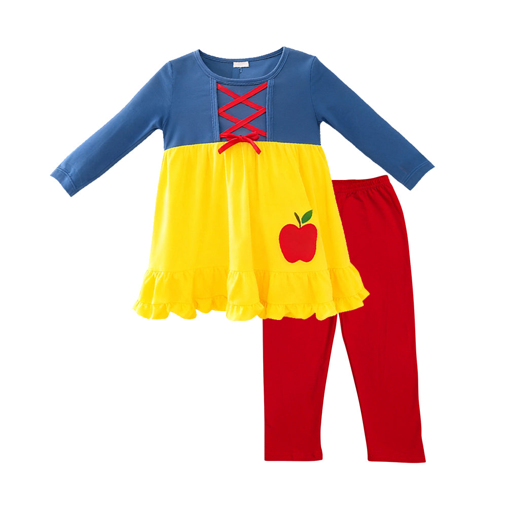 Apple design kids girls long sleeve back to school outfit preorder