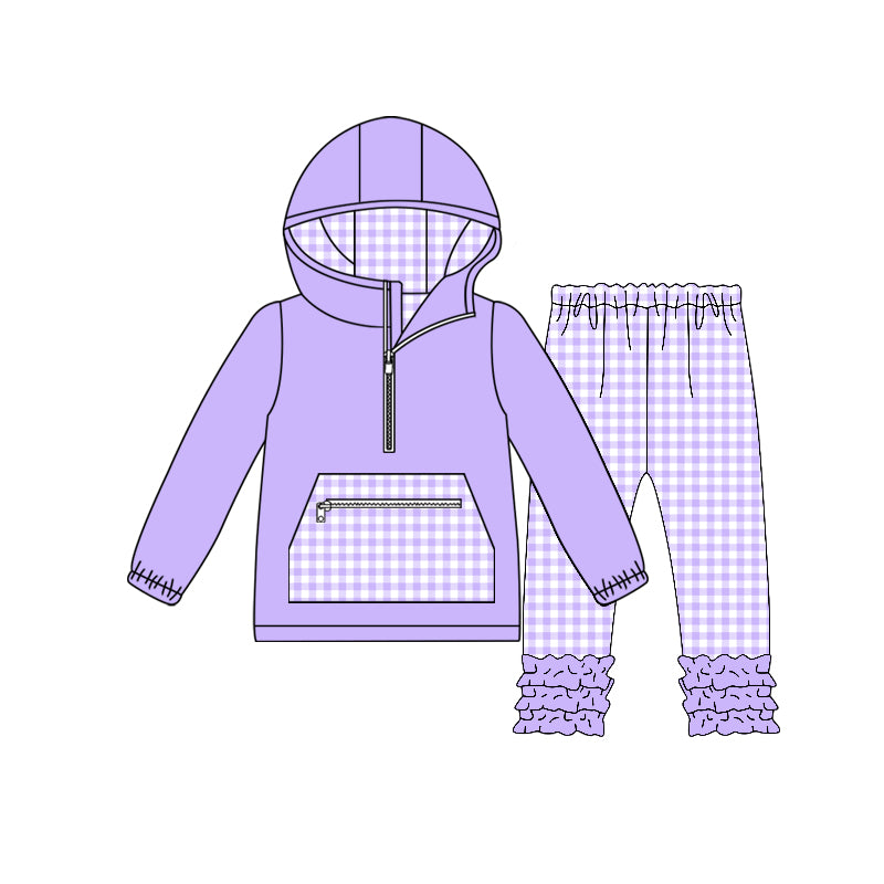 Lavender long sleeve pocket top matching pants kids outfit preorder