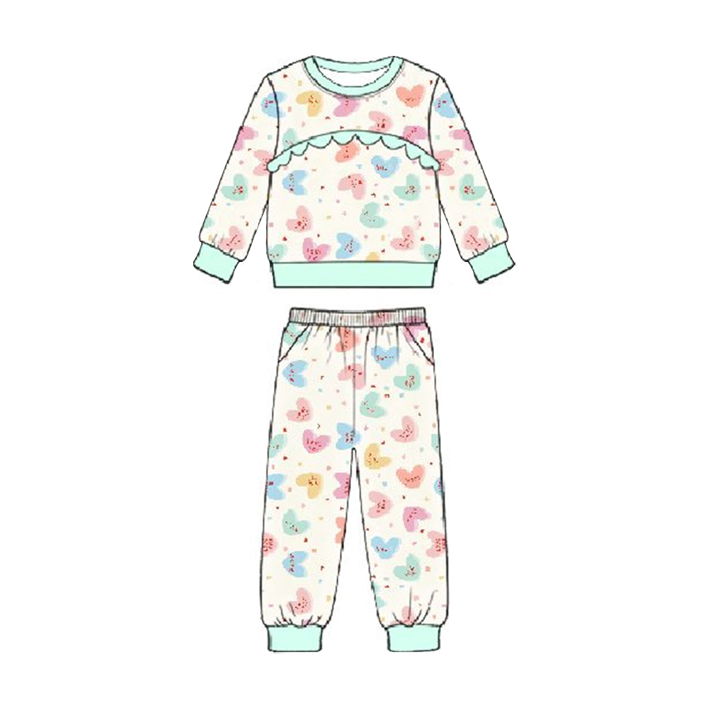 Valentines heart top matching pants kids outfit preorder