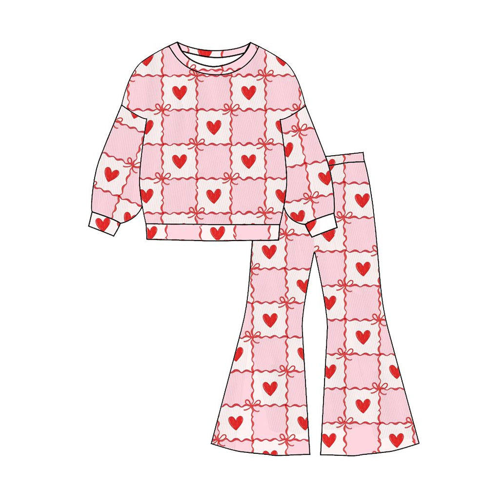 Valentines heart long sleeve top matching pants kids outfit preorder