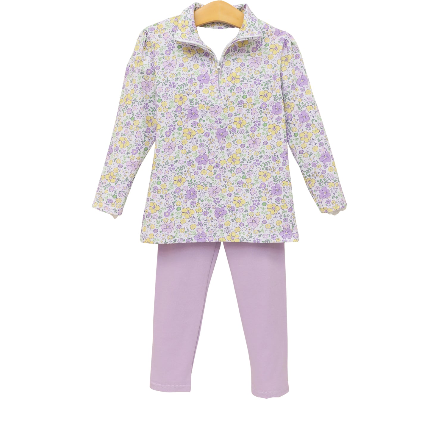 Lavender yellow yoga pullover leggings kids girls long sleeve outfit preorder