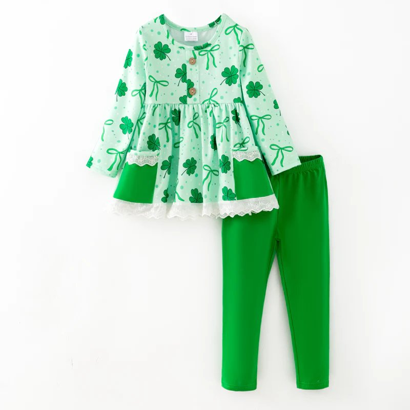 Saint Patrick's Day design kids girls long sleeve outfit preorder