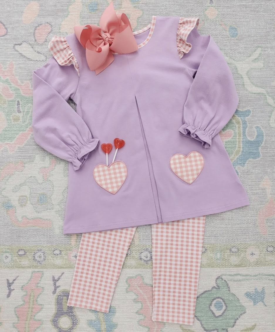 Valentines heart design kids girls long sleeve outfit preorder