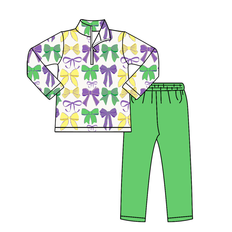 Mardi Gras design kids girls long sleeve outfit preorder