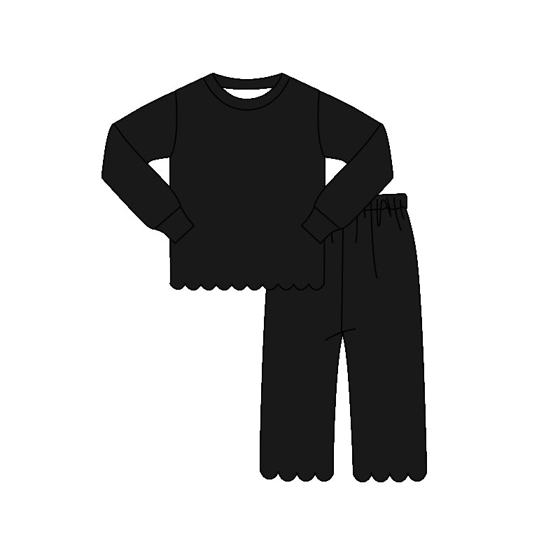 Girls long sleeve black color matching outfit preorder