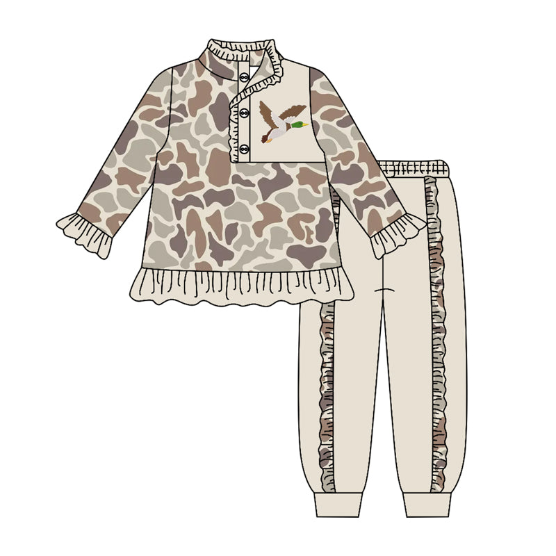 Duck camo long sleeve pullover top matching pants girls outfit preorder