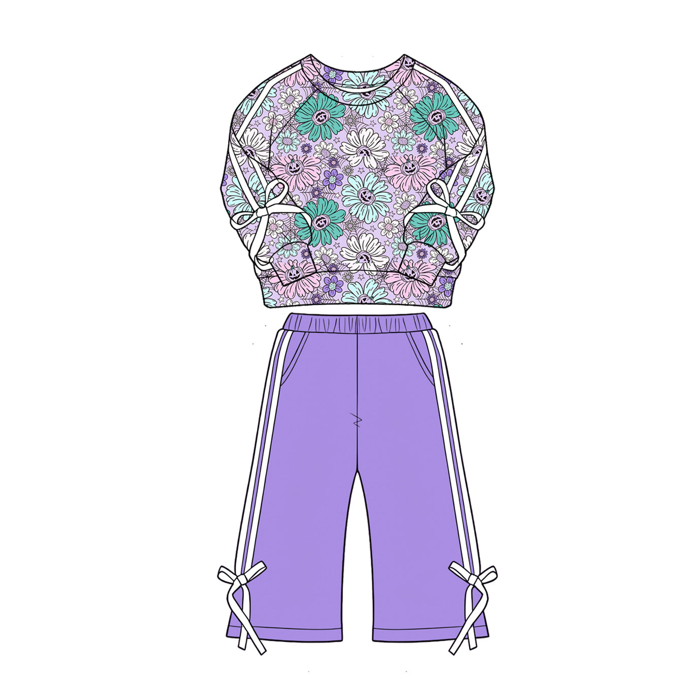 Halloween Pumpkins long sleeve top matching pants girls fall outfit preorder
