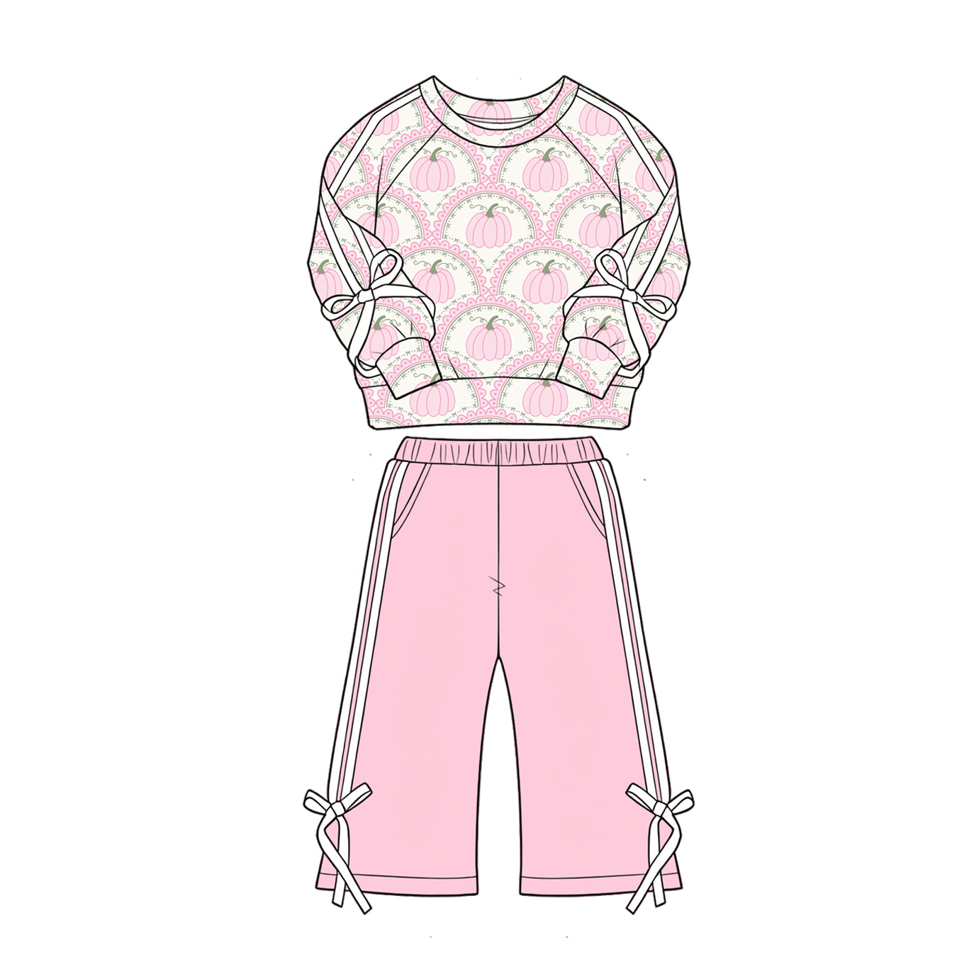 Pink Pumpkins long sleeve top matching pants girls fall outfit preorder