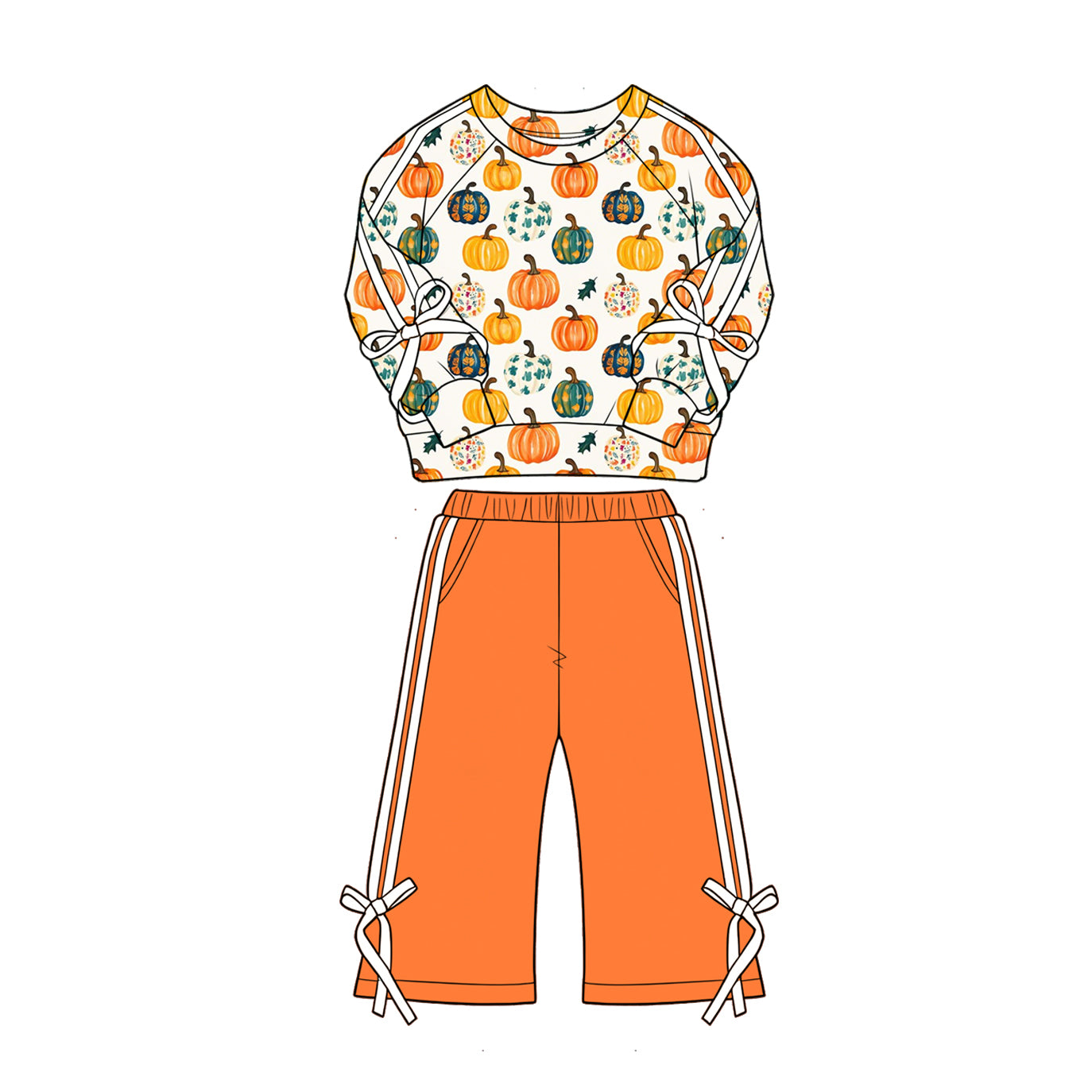 Fall Pumpkins long sleeve top matching pants girls fall outfit preorder