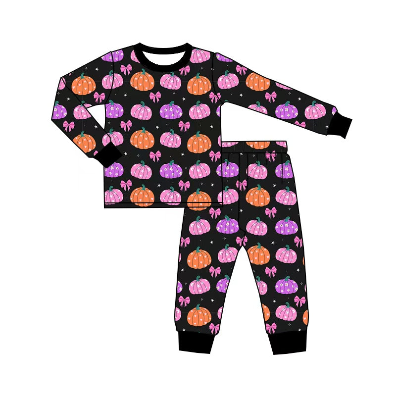 Fall pumpkin long sleeve top matching pants girls fall outfit preorder
