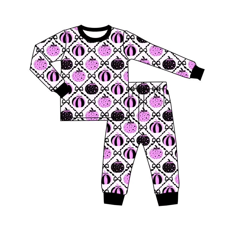 Halloween pumpkin long sleeve top matching pants girls fall outfit preorder