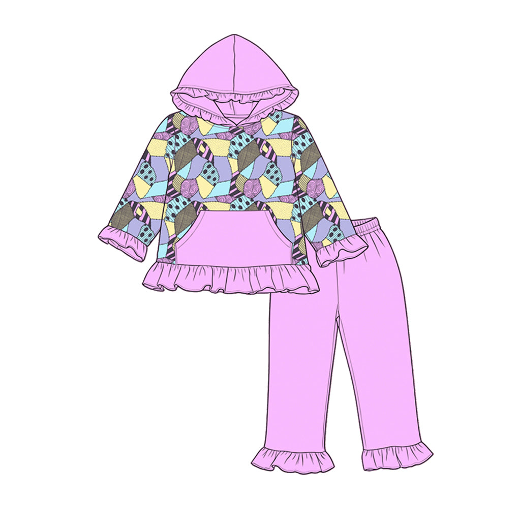 Halloween print girls long sleeve hoodie set outfit preorder
