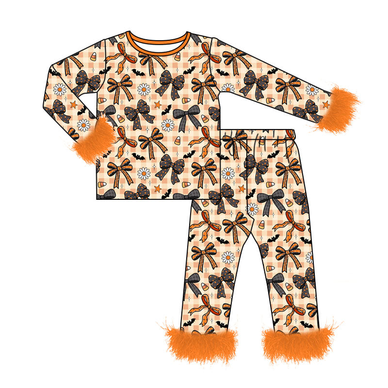 Halloween ghost print girls long sleeve pajama set preorder