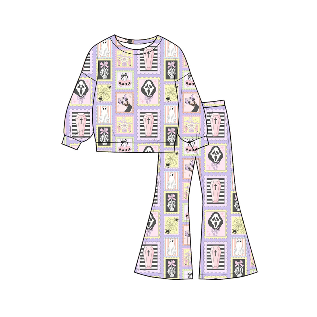 Halloween ghost long sleeve top matching pants girls outfit preorder
