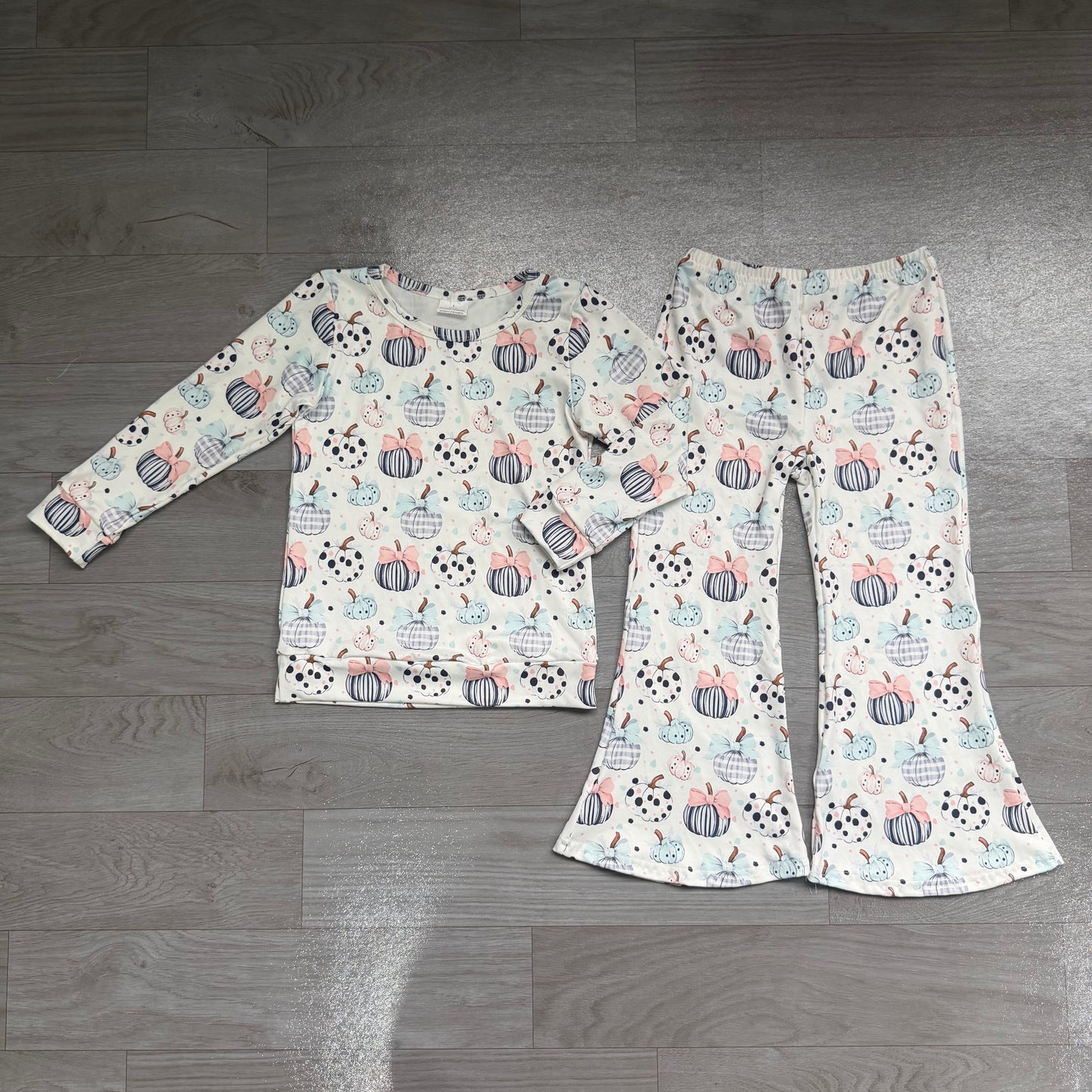 Halloween pumpkin long sleeve top matching pants girls outfit preorder